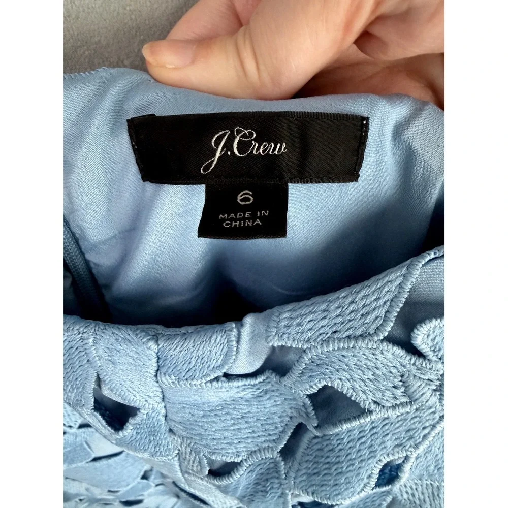 J.Crew Floral Eyelet Lace Coquette Dress Women 6 Light Blue